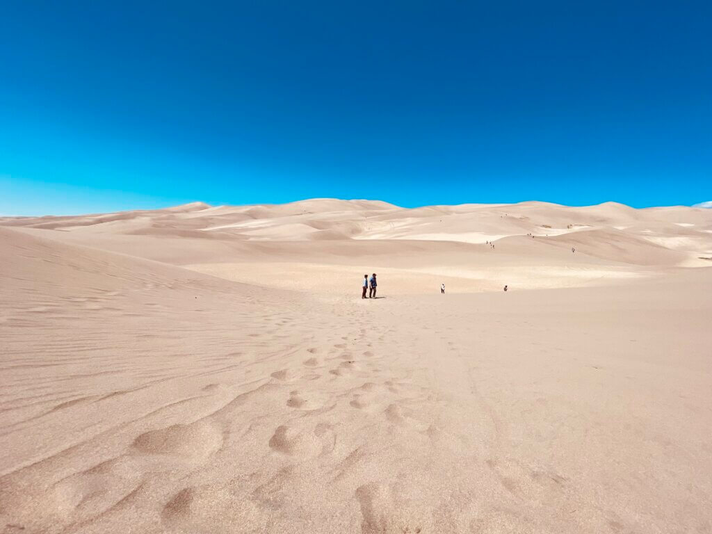 hiking in the dunes at great sand dunes national park